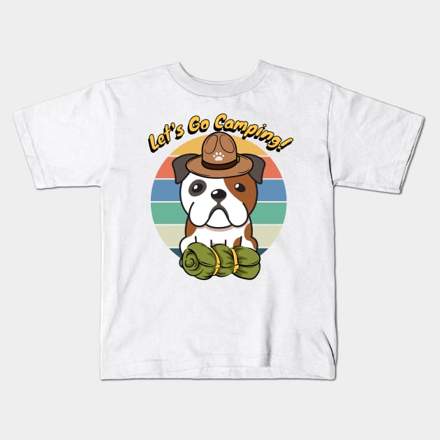 Cute Bulldog Wants to go Camping Kids T-Shirt by Pet Station